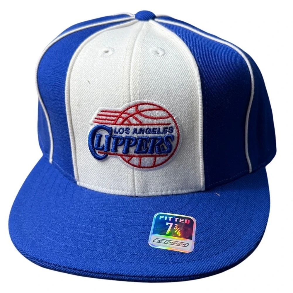Reebok Los Angeles Clippers Hat Mens 7 3/4 Blue White Fitted NBA Embroidered Cap
